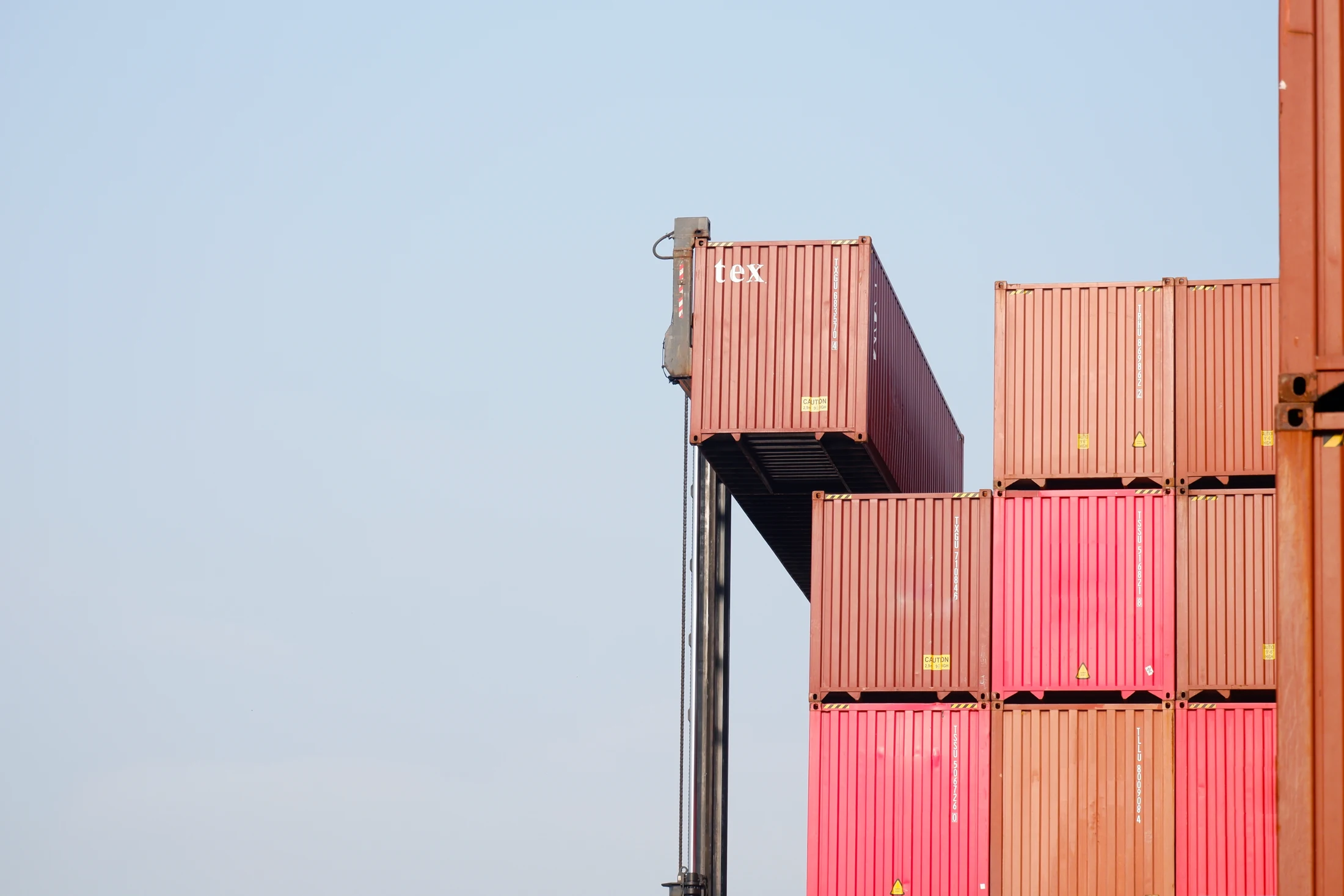 Stacked shipping containers